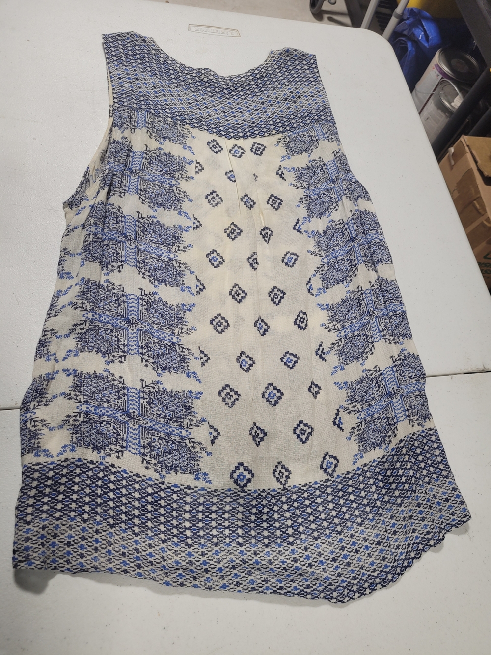 Lucky Brand Blue & Cream Tie-Front Sleeveless Camisole - Picture 3 of 3